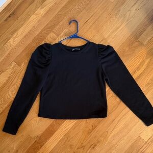 Zara Puff Shoulder Long Sleeve Top - Black